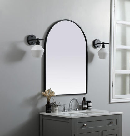 Elegant Furniture & Lighting - Ayra Metal Frame Arch Mirror 27x36 Inch in Black - MR1A2736BLK veiw 3