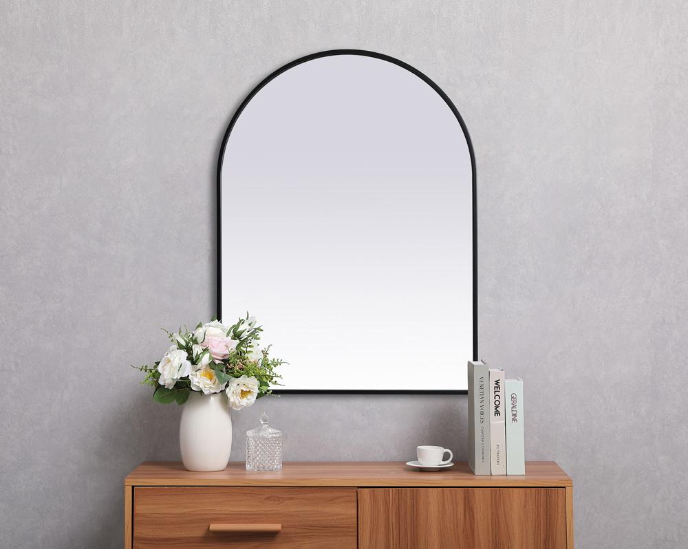 Elegant Furniture & Lighting - Ayra Metal Frame Arch Mirror 27x36 Inch in Black - MR1A2736BLK veiw 4