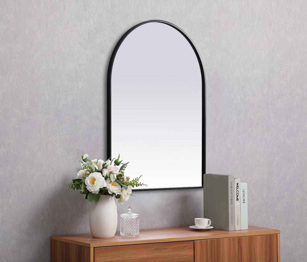 Elegant Furniture & Lighting - Ayra Metal Frame Arch Mirror 27x36 Inch in Black - MR1A2736BLK veiw 5