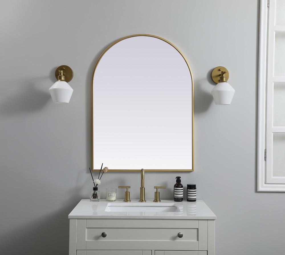 Elegant Furniture & Lighting - Ayra Metal Frame Arch Mirror 27x36 Inch in Brass - MR1A2736BRS veiw 2