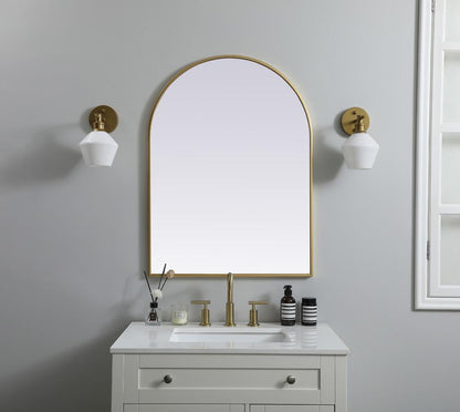 Elegant Furniture & Lighting - Ayra Metal Frame Arch Mirror 27x36 Inch in Brass - MR1A2736BRS veiw 2