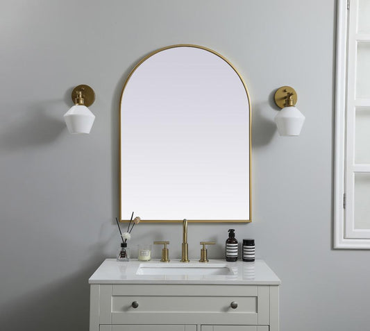Elegant Furniture & Lighting - Ayra Metal Frame Arch Mirror 27x36 Inch in Brass - MR1A2736BRS veiw 2
