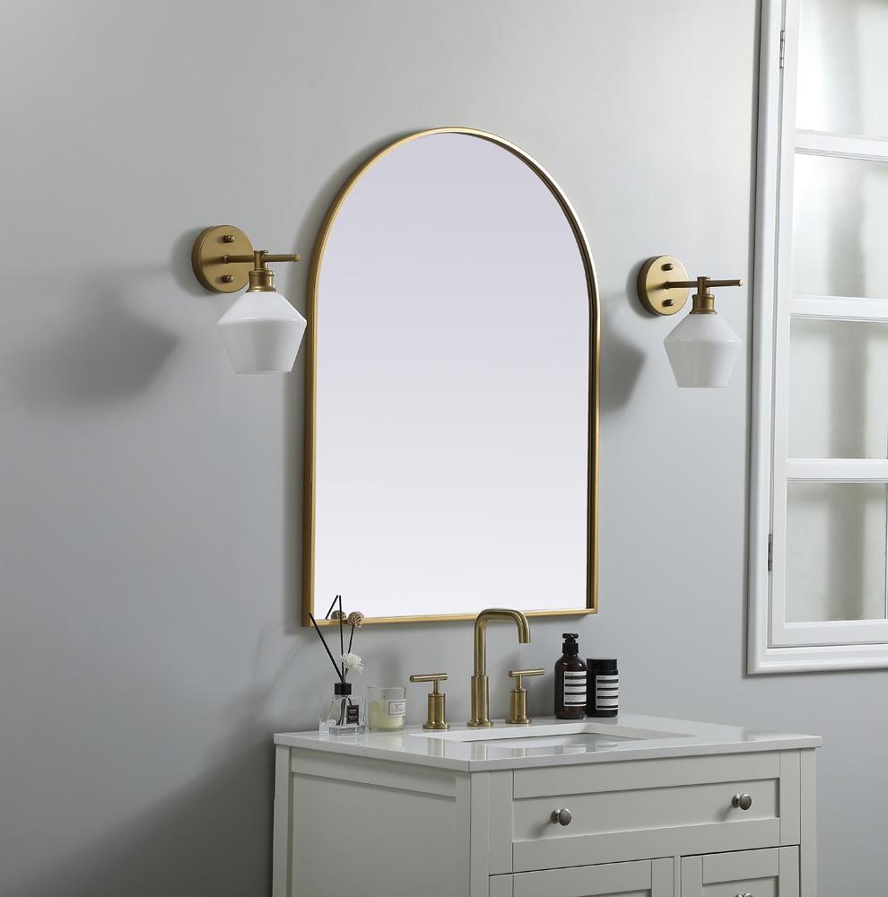 Elegant Furniture & Lighting - Ayra Metal Frame Arch Mirror 27x36 Inch in Brass - MR1A2736BRS veiw 3