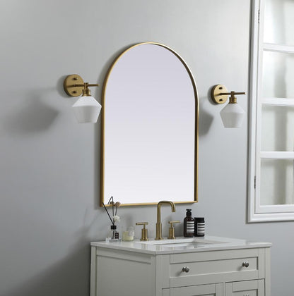 Elegant Furniture & Lighting - Ayra Metal Frame Arch Mirror 27x36 Inch in Brass - MR1A2736BRS veiw 3