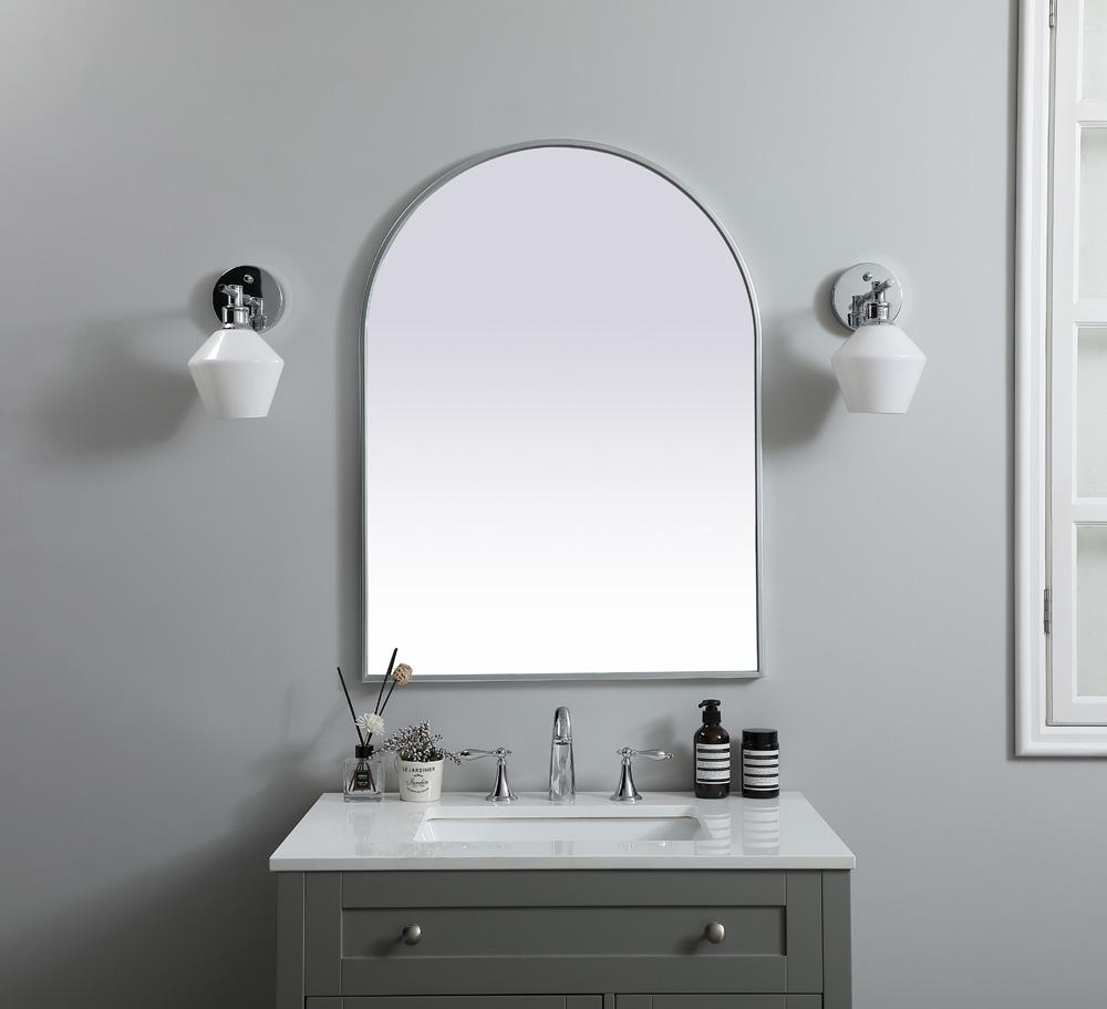 Elegant Furniture & Lighting - Ayra Metal Frame Arch Mirror 27x36 Inch in Silver - MR1A2736SIL veiw 2