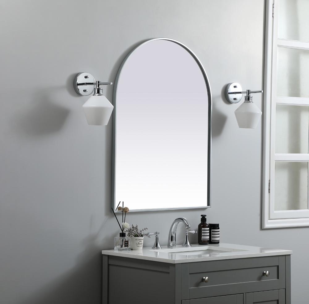 Elegant Furniture & Lighting - Ayra Metal Frame Arch Mirror 27x36 Inch in Silver - MR1A2736SIL veiw 3