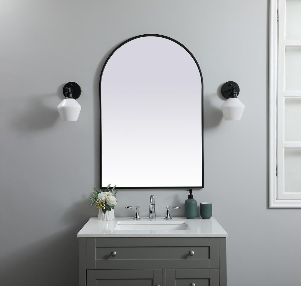 Elegant Furniture & Lighting - Ayra Metal Frame Arch Mirror 27x40 Inch in Black - MR1A2740BLK veiw 2