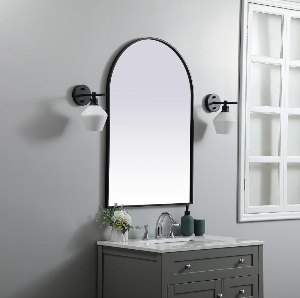 Elegant Furniture & Lighting - Ayra Metal Frame Arch Mirror 27x40 Inch in Black - MR1A2740BLK veiw 3