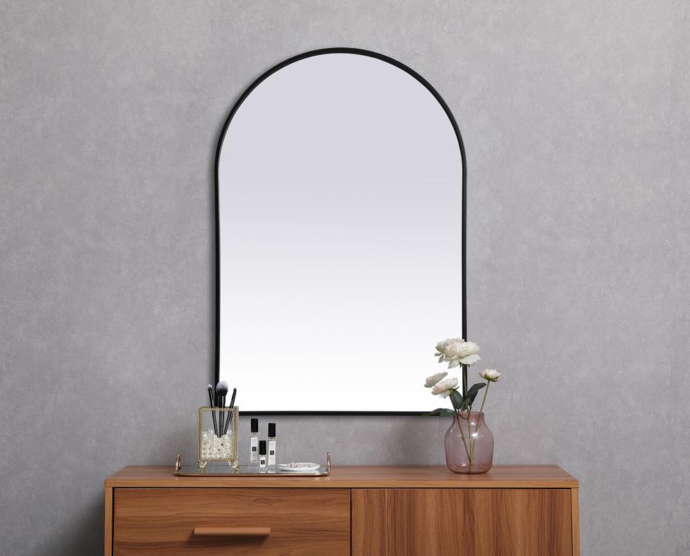 Elegant Furniture & Lighting - Ayra Metal Frame Arch Mirror 27x40 Inch in Black - MR1A2740BLK veiw 4