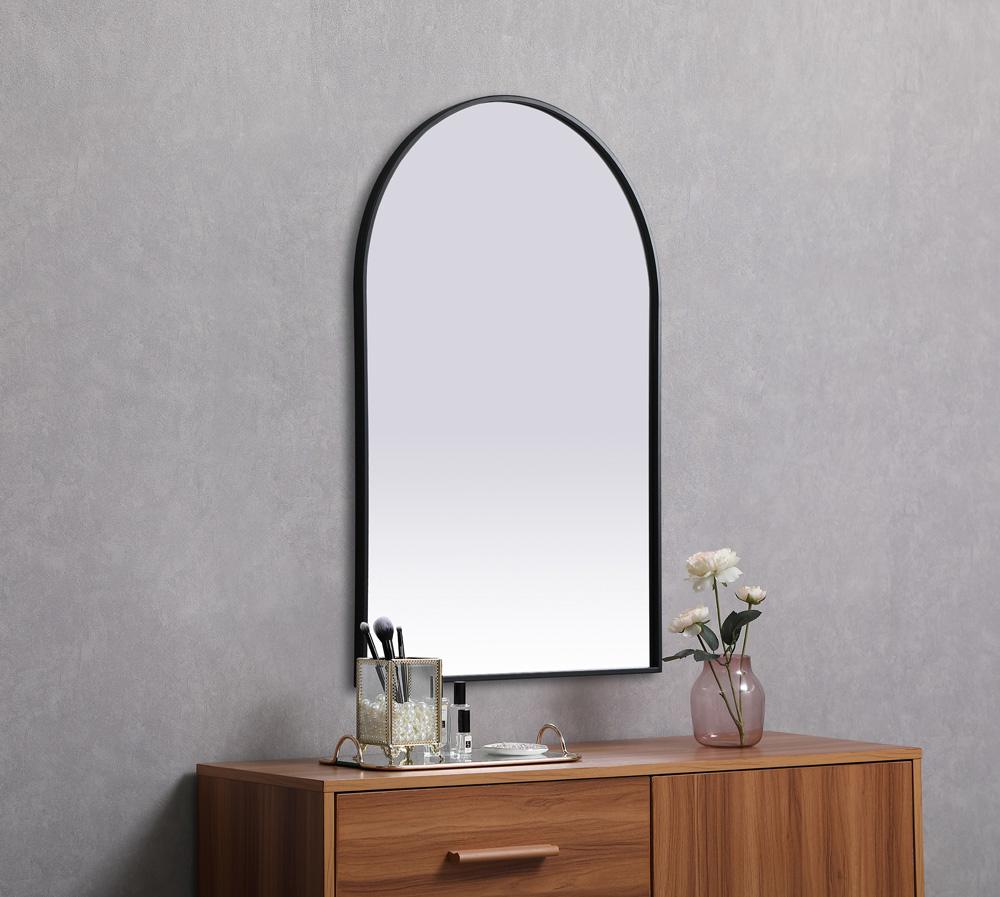 Elegant Furniture & Lighting - Ayra Metal Frame Arch Mirror 27x40 Inch in Black - MR1A2740BLK veiw 5