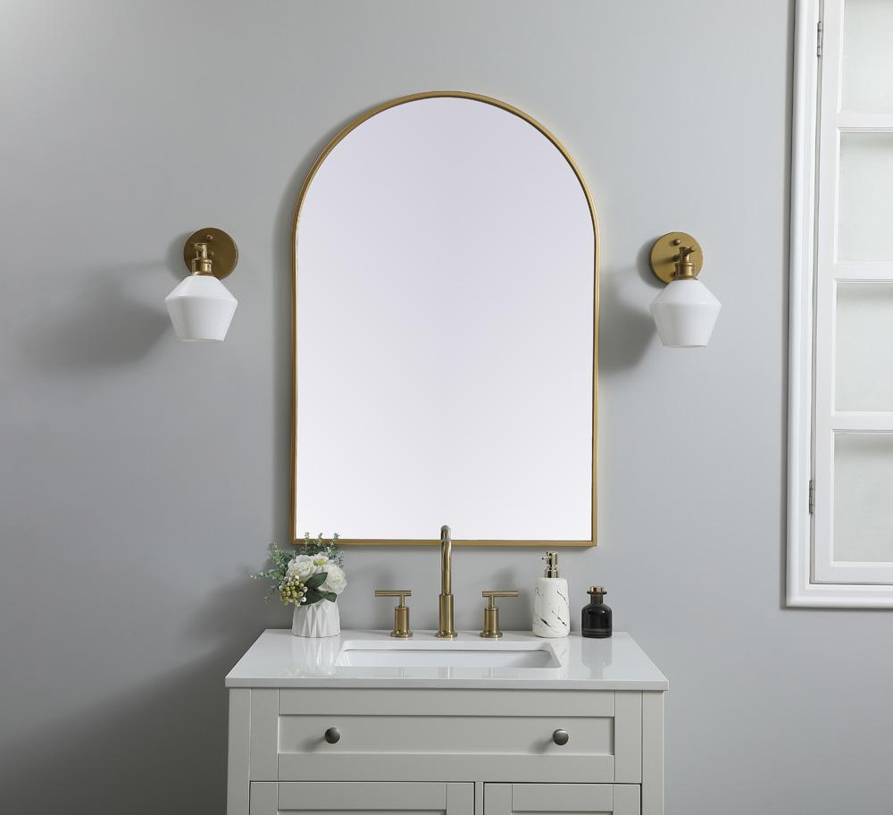 Elegant Furniture & Lighting - Ayra Metal Frame Arch Mirror 27x40 Inch in Brass - MR1A2740BRS veiw 2