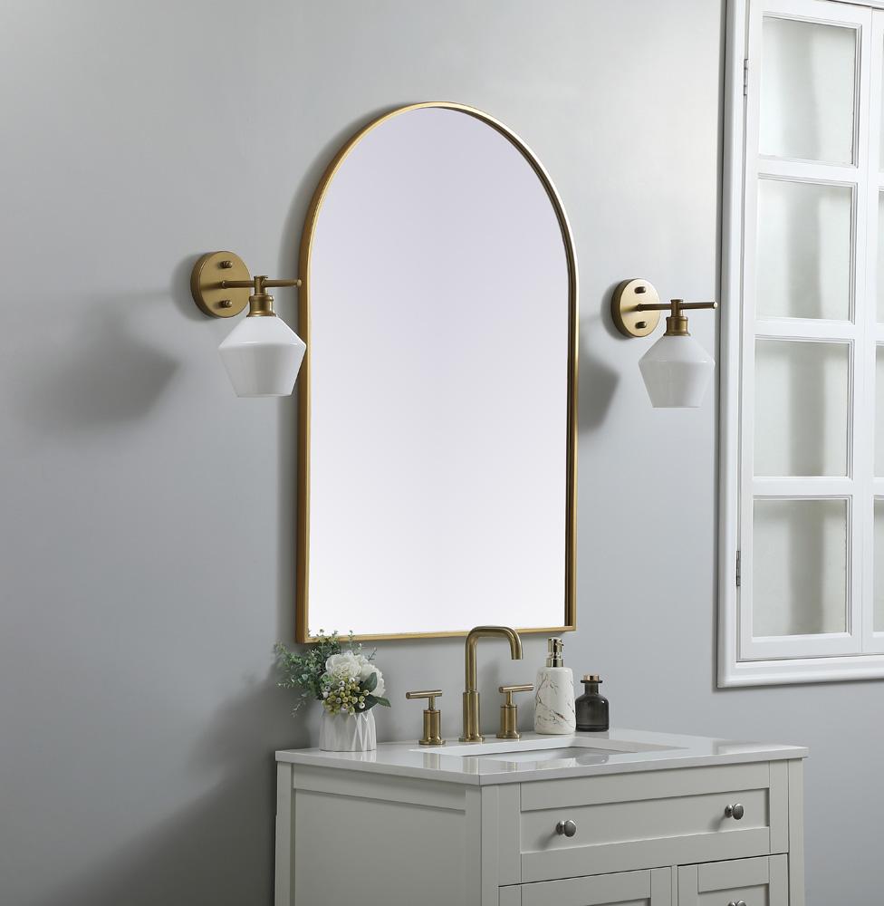 Elegant Furniture & Lighting - Ayra Metal Frame Arch Mirror 27x40 Inch in Brass - MR1A2740BRS veiw 3