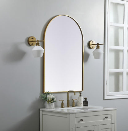 Elegant Furniture & Lighting - Ayra Metal Frame Arch Mirror 27x40 Inch in Brass - MR1A2740BRS veiw 3