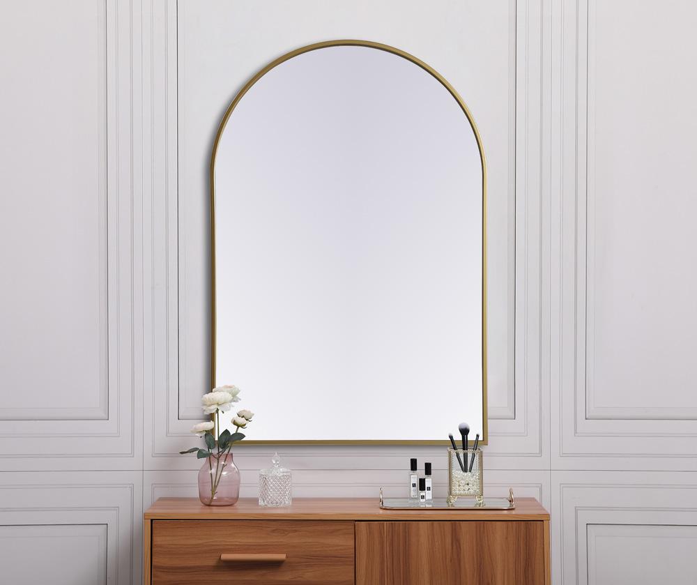 Elegant Furniture & Lighting - Ayra Metal Frame Arch Mirror 27x40 Inch in Brass - MR1A2740BRS veiw 4