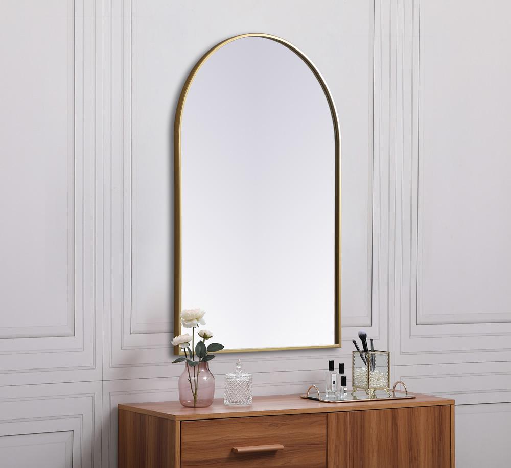 Elegant Furniture & Lighting - Ayra Metal Frame Arch Mirror 27x40 Inch in Brass - MR1A2740BRS veiw 5