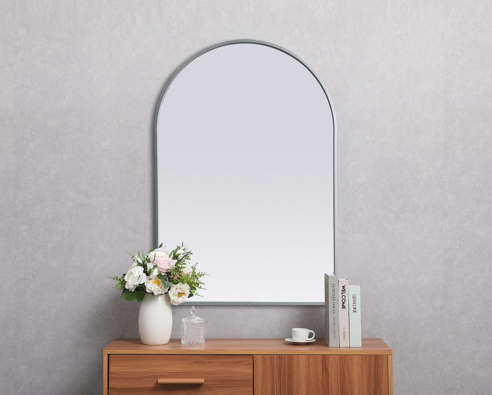 Elegant Furniture & Lighting - Ayra Metal Frame Arch Mirror 27x40 Inch in Silver - MR1A2740SIL veiw 3
