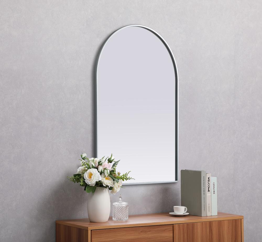 Elegant Furniture & Lighting - Ayra Metal Frame Arch Mirror 27x40 Inch in Silver - MR1A2740SIL veiw 4