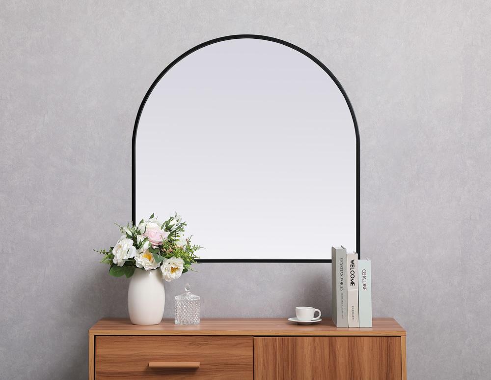 Elegant Furniture & Lighting - Ayra Metal Frame Arch Mirror 30x30 Inch in Black - MR1A3030BLK veiw 2