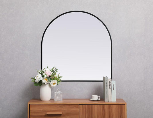 Elegant Furniture & Lighting - Ayra Metal Frame Arch Mirror 30x30 Inch in Black - MR1A3030BLK veiw 2