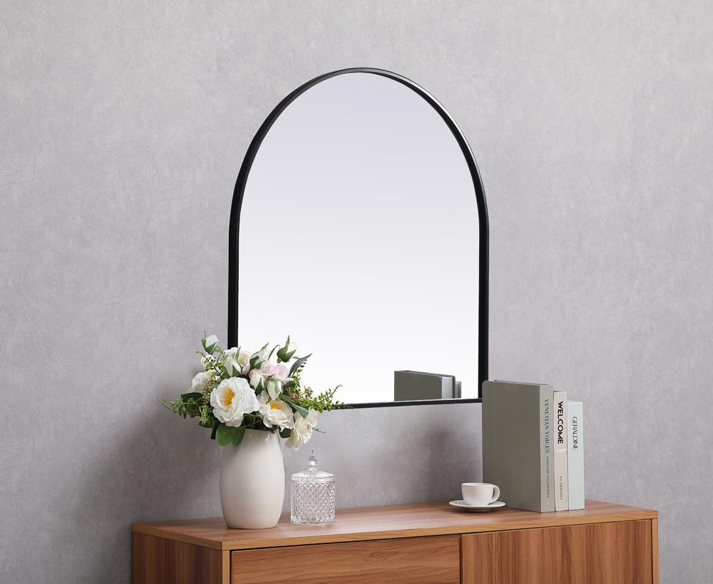 Elegant Furniture & Lighting - Ayra Metal Frame Arch Mirror 30x30 Inch in Black - MR1A3030BLK veiw 3