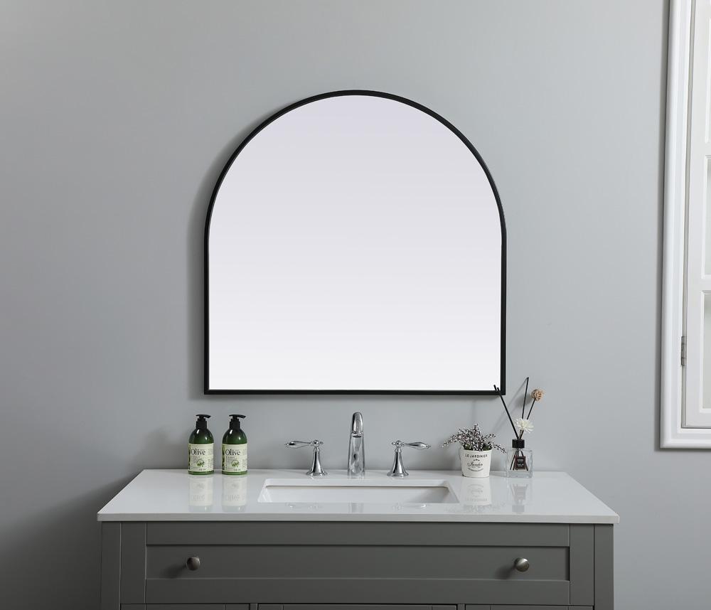 Elegant Furniture & Lighting - Ayra Metal Frame Arch Mirror 30x30 Inch in Black - MR1A3030BLK veiw 4