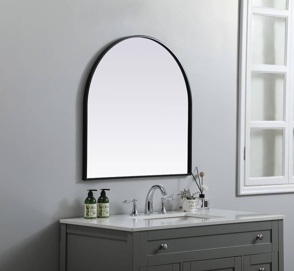 Elegant Furniture & Lighting - Ayra Metal Frame Arch Mirror 30x30 Inch in Black - MR1A3030BLK veiw 5