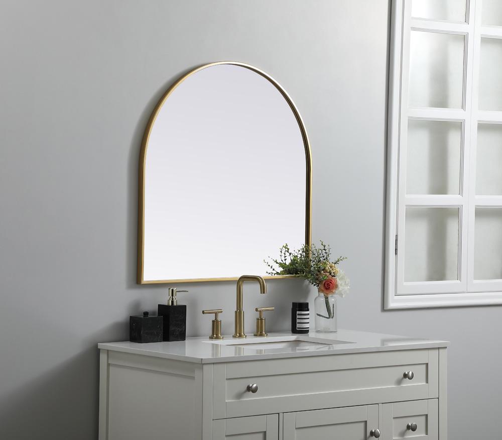 Elegant Furniture & Lighting - Ayra Metal Frame Arch Mirror 30x30 Inch in Brass - MR1A3030BRS veiw 3