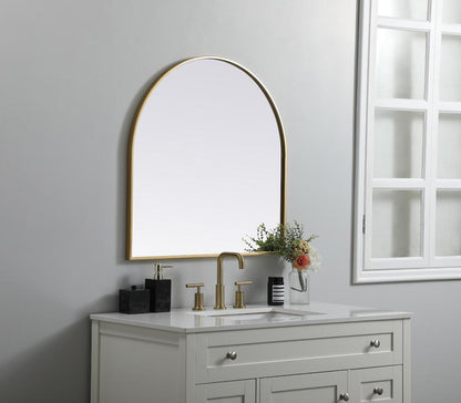 Elegant Furniture & Lighting - Ayra Metal Frame Arch Mirror 30x30 Inch in Brass - MR1A3030BRS veiw 3