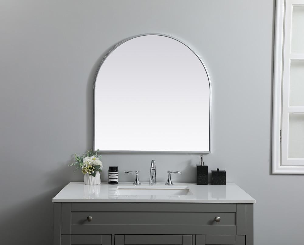 Elegant Furniture & Lighting - Ayra Metal Frame Arch Mirror 30x30 Inch in Silver - MR1A3030SIL veiw 4