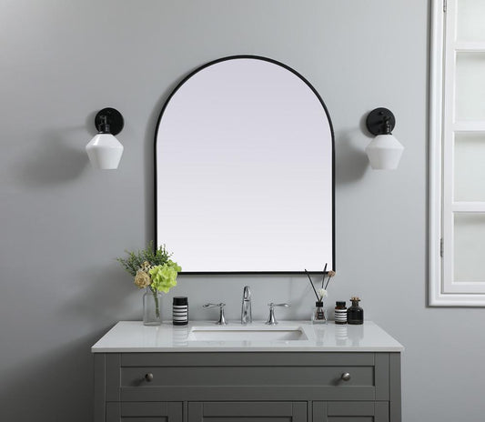 Elegant Furniture & Lighting - Ayra Metal Frame Arch Mirror 30x36 Inch in Black - MR1A3036BLK veiw 2