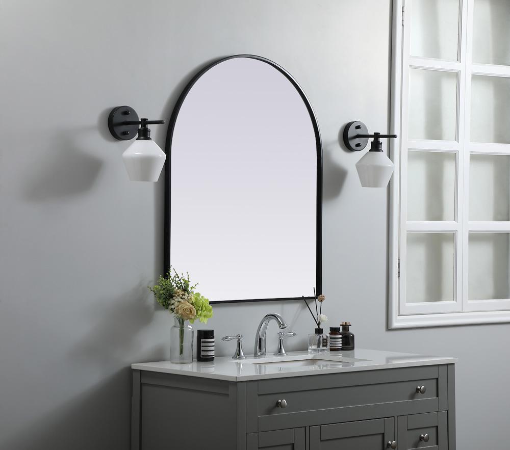 Elegant Furniture & Lighting - Ayra Metal Frame Arch Mirror 30x36 Inch in Black - MR1A3036BLK veiw 3