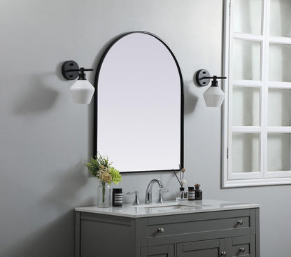 Elegant Furniture & Lighting - Ayra Metal Frame Arch Mirror 30x36 Inch in Black - MR1A3036BLK veiw 3