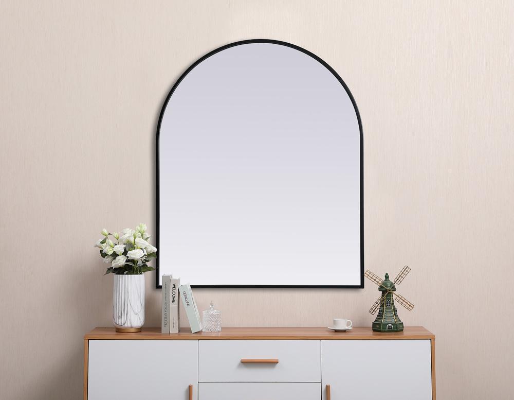 Elegant Furniture & Lighting - Ayra Metal Frame Arch Mirror 30x36 Inch in Black - MR1A3036BLK veiw 4