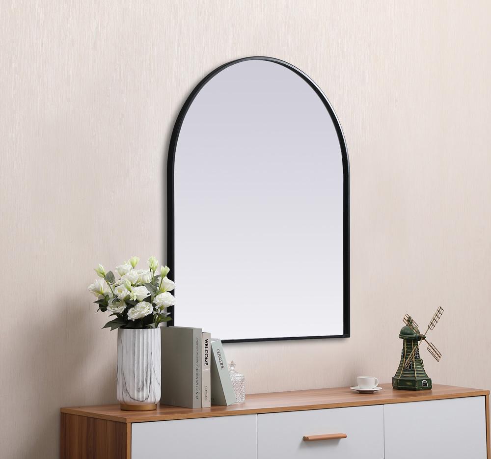 Elegant Furniture & Lighting - Ayra Metal Frame Arch Mirror 30x36 Inch in Black - MR1A3036BLK veiw 5