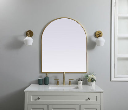 Elegant Furniture & Lighting - Ayra Metal Frame Arch Mirror 30x36 Inch in Brass - MR1A3036BRS veiw 2