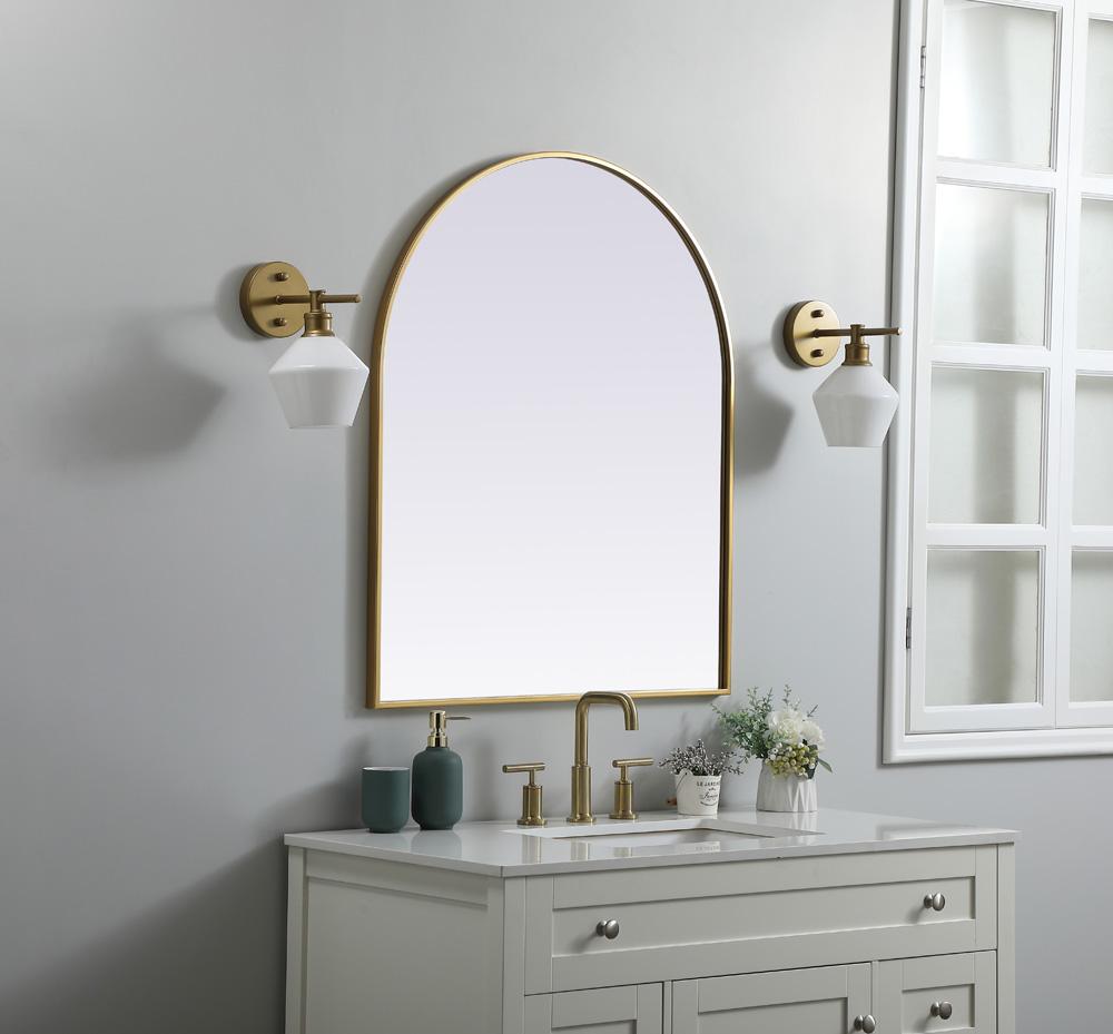 Elegant Furniture & Lighting - Ayra Metal Frame Arch Mirror 30x36 Inch in Brass - MR1A3036BRS veiw 3