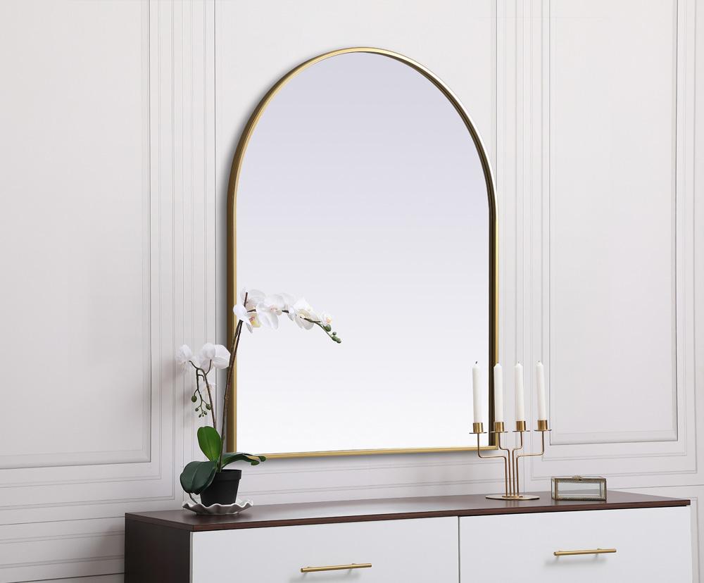 Elegant Furniture & Lighting - Ayra Metal Frame Arch Mirror 30x36 Inch in Brass - MR1A3036BRS veiw 5