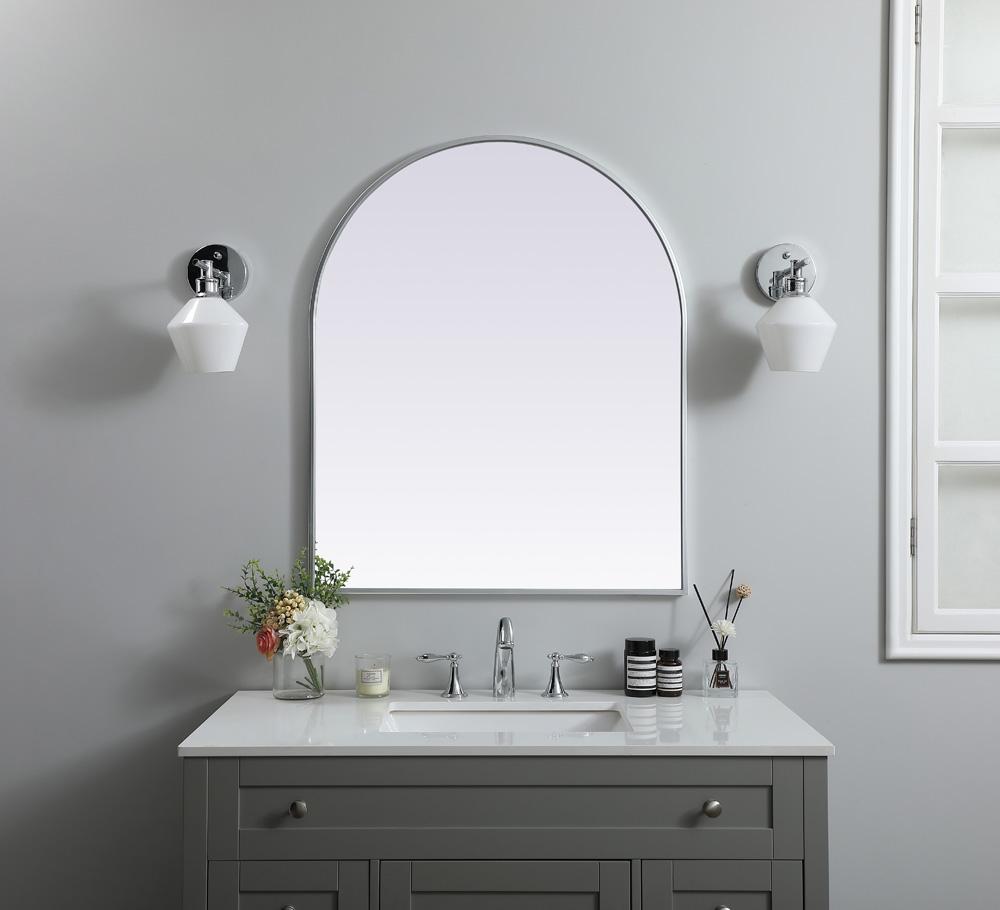 Elegant Furniture & Lighting - Ayra Metal Frame Arch Mirror 30x36 Inch in Silver - MR1A3036SIL veiw 2