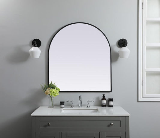 Elegant Furniture & Lighting - Ayra Metal Frame Arch Mirror 33x36 Inch in Black - MR1A3336BLK veiw 2