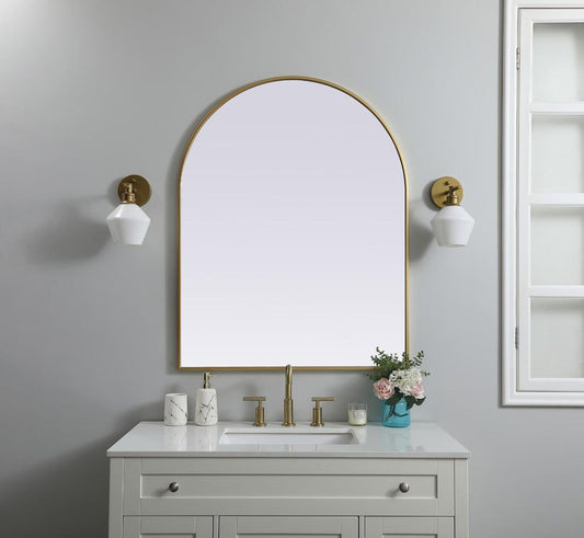 Elegant Furniture & Lighting - Ayra Metal Frame Arch Mirror 33x42 Inch in Brass - MR1A3342BRS veiw 2
