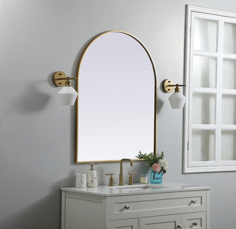 Elegant Furniture & Lighting - Ayra Metal Frame Arch Mirror 33x42 Inch in Brass - MR1A3342BRS veiw 3