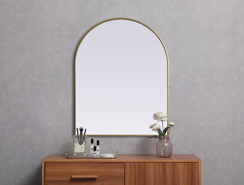 Elegant Furniture & Lighting - Ayra Metal Frame Arch Mirror 33x42 Inch in Brass - MR1A3342BRS veiw 4
