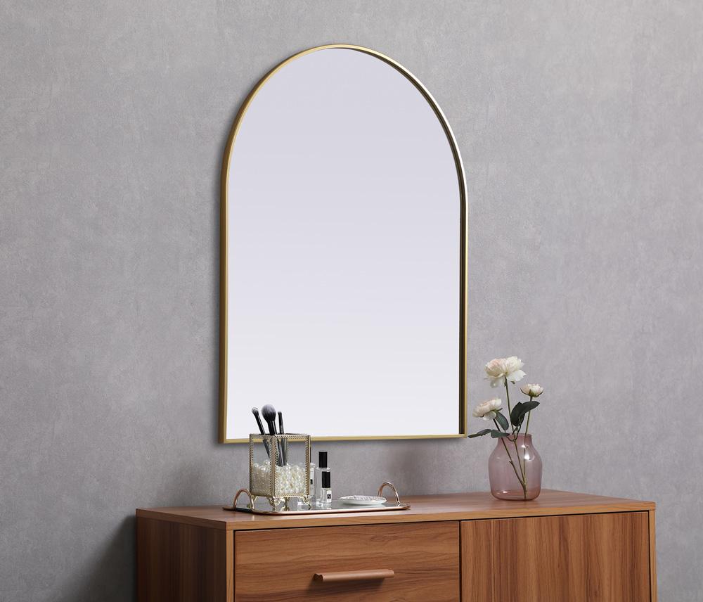 Elegant Furniture & Lighting - Ayra Metal Frame Arch Mirror 33x42 Inch in Brass - MR1A3342BRS veiw 5