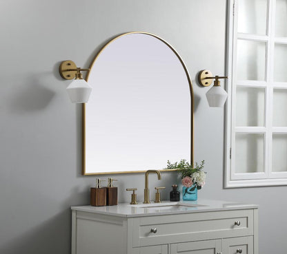 Elegant Furniture & Lighting - Ayra Metal Frame Arch Mirror 36x36 Inch in Brass - MR1A3636BRS veiw 3