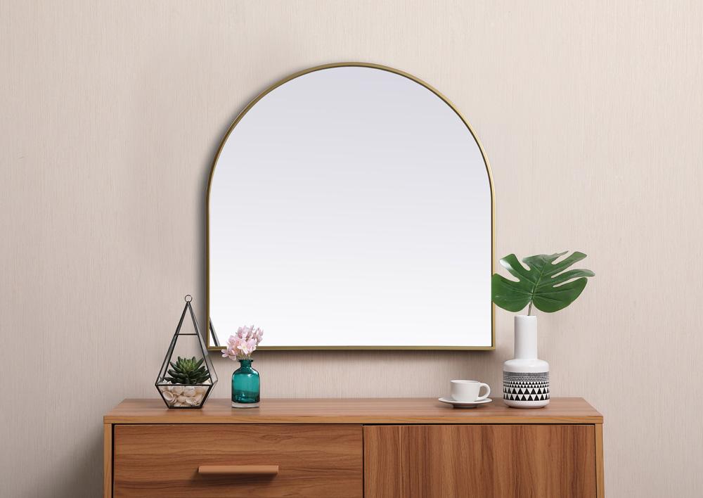 Elegant Furniture & Lighting - Ayra Metal Frame Arch Mirror 36x36 Inch in Brass - MR1A3636BRS veiw 4