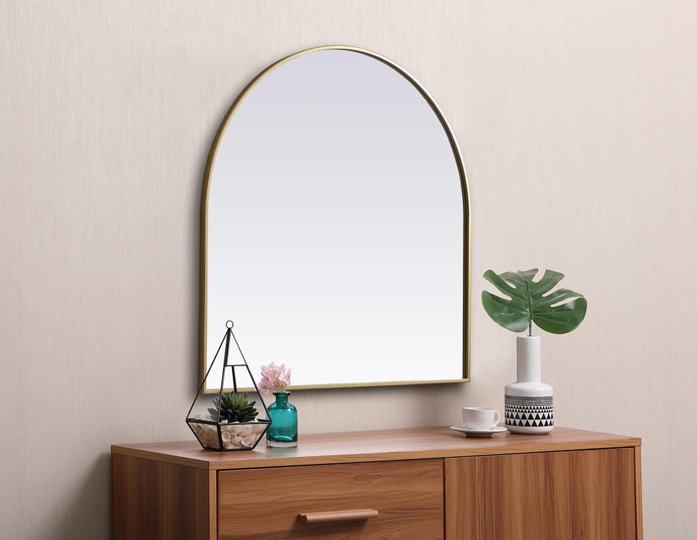 Elegant Furniture & Lighting - Ayra Metal Frame Arch Mirror 36x36 Inch in Brass - MR1A3636BRS veiw 5