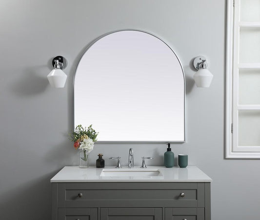 Elegant Furniture & Lighting - Ayra Metal Frame Arch Mirror 36x36 Inch in Silver - MR1A3636SIL veiw 2