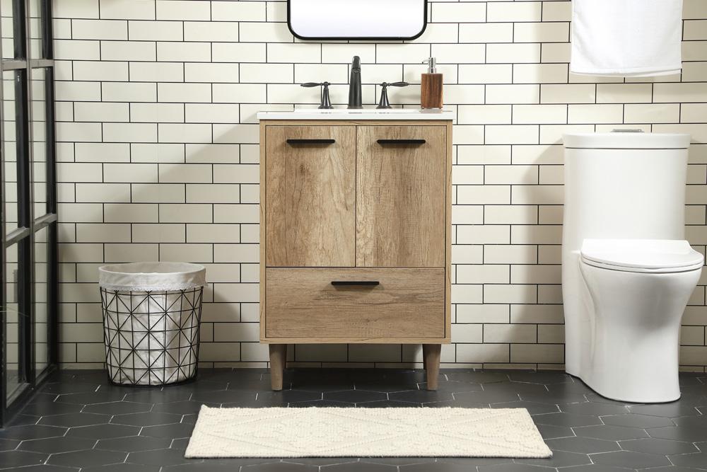 Elegant Furniture & Lighting - Baldwin 24 inch Single bathroom vanity in natural oak - VF47024NT veiw 2