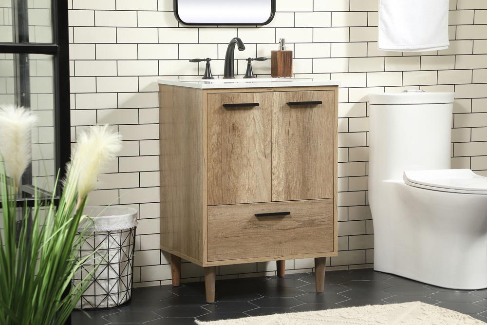 Elegant Furniture & Lighting - Baldwin 24 inch Single bathroom vanity in natural oak - VF47024NT veiw 3