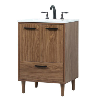 Elegant Furniture & Lighting - Baldwin 24 inch Single bathroom vanity in walnut brown - VF47024WB veiw 1